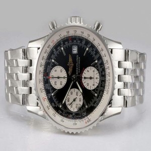 Breitling Navitimer Chronograph 117810 Black Dial Silver Stainless Steel Strap 42mm Watch