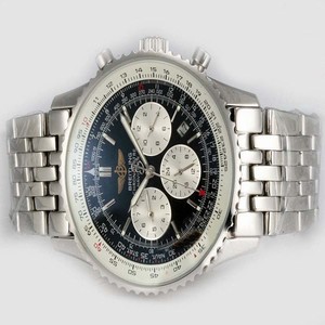 Breitling Navitimer Chronograph Steel Round Mens Silver Stainless Steel Strap Watch