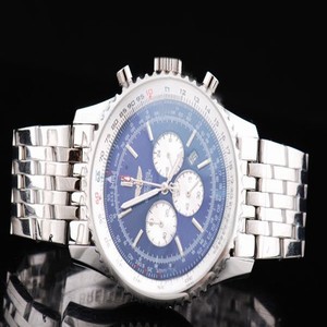 Breitling Navitimer Chronograph Steel Silver Stainless Steel Strap Blue Dial 48mm Watch