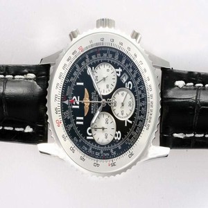 Breitling Navitimer Chronograph Steel Stainless Steel Bezel Quartz Chronograph Black Dial Watch