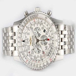 Breitling Navitimer Cosmonaute Steel Mens Round Silver Stainless Steel Strap Watch