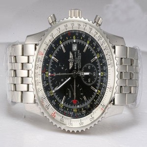 Breitling Navitimer World Steel Round Silver Stainless Steel Strap Watch
