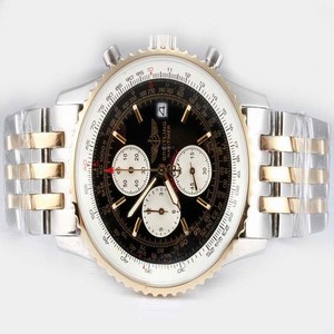 Breitling Navitimer World Yellow Gold Stainless Steel Bezel Quartz Chronograph Mens Watch