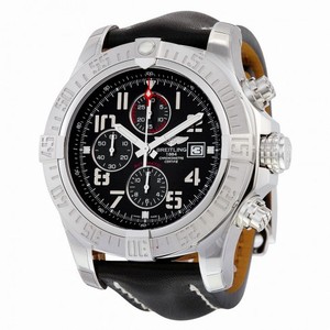 Breitling Super Avenger II Chronograph Automatic Black Dial Black Leather Men's Watch A1337111-BC28BKLD