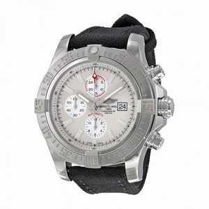 Breitling Super Avenger II Chronograph Stratus Silver Dial Black Fabric Men's Watch A1337111-G779BKFT