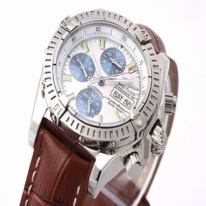 Breitling Super Ocean A1334102 Round Brown Cow Leather Strap White Dial Watch