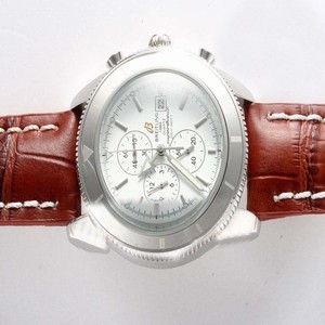Breitling Super Ocean A17323 Stainless Steel Bezel Brown Crocodile Leather Strap Midsize Watch
