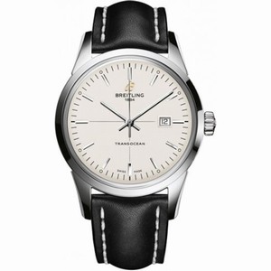 Breitling Transocean Automatic Silver Dial Black Leather Men's Watch A1036012-G721BKLT