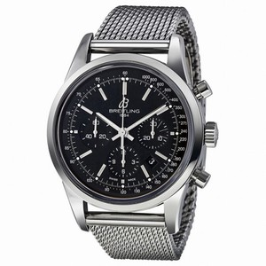 Breitling Transocean Black Chronograph Dial Stainless Steel  Men's Watch AB015212-BA99SS
