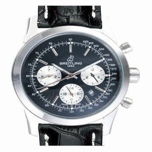 Breitling TransOcean Chrono A1436002-B9-444 43mm Black Dial Black Crocodile Leather Strap Watch