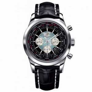 Breitling Transocean Chronograph Unitime Black Dial Automatic Men's Watch AB0510U4-BB62BKCD