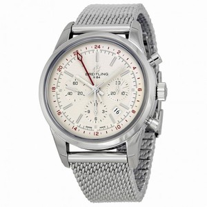 Breitling Transocean Ivory Dial Chronograph Stainless Steel Men's Watch AB045112-G772SS