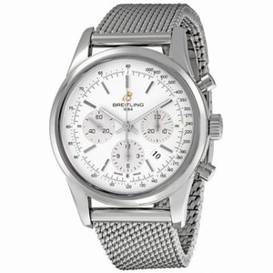 Breitling Transocean Silver Dial Chronograph Men's Watch AB015112-G715SS