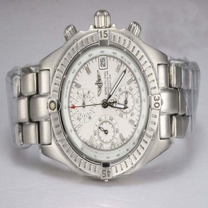 Breitling Windrider Chronomat Evolution Steel 6 Round Silver Stainless Steel Strap Mens Watch
