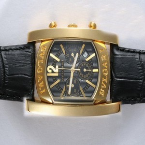 Bvlgari Assioma AA44C13GLDCH Mens Black Cow Leather Strap Rectangle Watch
