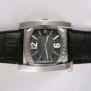 Bvlgari Assioma D AAP31BGG Stainless Steel Bezel Black Dial Black Cow Leather Strap Watch