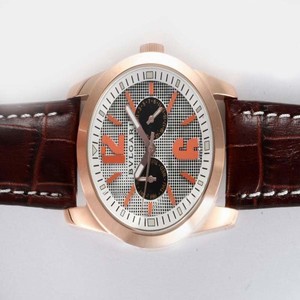 Bvlgari Diagono AC38BTAVD/SLN Mens Brown Cow Leather Strap Round Watch