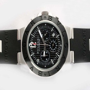 Bvlgari Diagono AC44BTAVD/SLN 44mm Black Dial Black Rubber Strap Watch