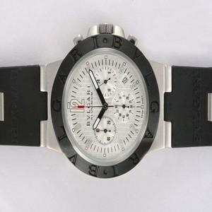 Bvlgari Diagono CH35WSLDAuto 35mm White Dial Black Rubber Strap Watch