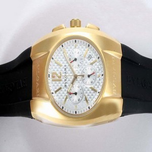 Bvlgari Ergon EG40C6GLDCH Stainless Steel with 18k Gold Bezel Mens Black Rubber Strap Watch