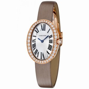 Cartier Baignoire Diamond Silver Dial 18k Rose Gold Ladies Watch WB520004