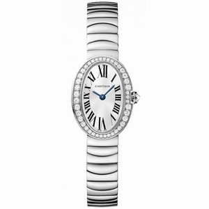 Cartier Baignoire Mini Silver Dial 18kt White Gold Ladies Watch WB520025