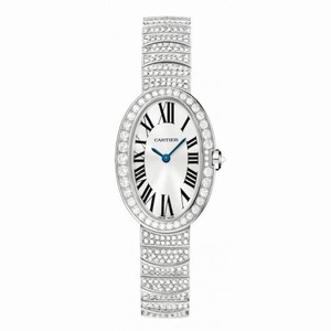 Cartier Baignoire Small Silver Dial 18kt White Gold Diamond Ladies Wach WB520011