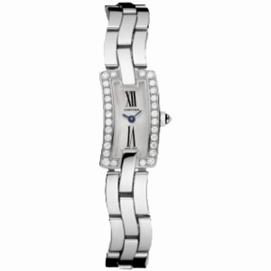 Cartier Ballerine Silver Sunray Dial Polished Solid 18K White Gold Bracelet Ladies Watch WG40033J