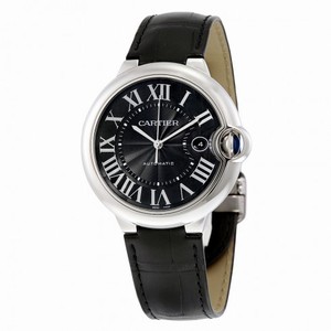 Cartier Ballon Bleu de Cartier Black Dial Black Leather Men's Watch WSBB0003