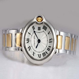 Cartier Ballon Bleu de Cartier W6920034 Stainless Steel Bezel Gold 18k Gold Strap White Dial Watch