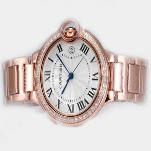 Cartier Ballon Bleu de Cartier WE9007Z3 Rose Gold Case Mens 36mm Watch