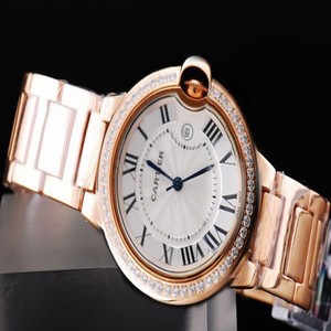 Cartier Ballon Bleu de Cartier WE902034 Rose Gold Rose Gold Strap White Dial Round Watch