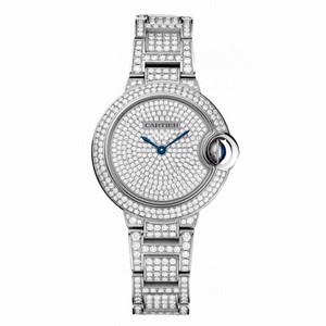 Cartier Ballon Bleu Diamond Pave Dial 18kt White Gold Ladies Watch HPI00562