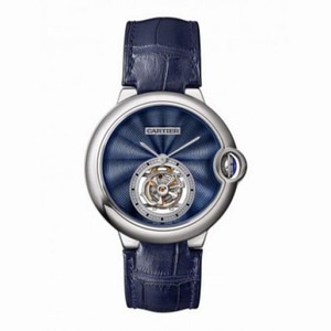 Cartier Ballon Bleu Flying Tourbillon guilloche with Blue Translucent Enamel Men's Watch W6920105