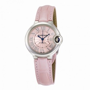 Cartier Ballon Bleu Automatic Pink Dial Alligator Leather Ladies Watch WSBB0002