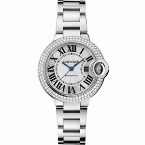 Cartier Ballon Bleu Silver Dial 18kt White Gold Diamond Ladies Watch WE902035
