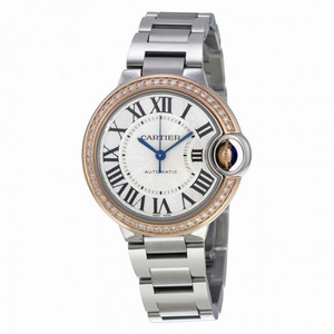 Cartier Ballon Bleu Silver Dial Stainless Steel Diamond Ladies Watch WE902080