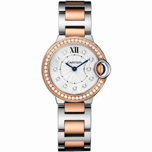 Cartier Ballon Bleu Silver Dial Two Tone Diamond Ladies Watch WE902076