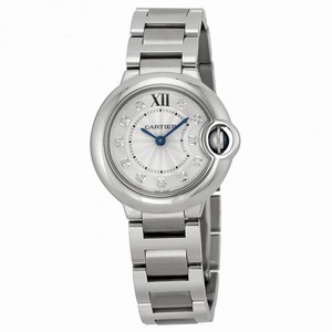 Cartier Ballon Bleu Silver Diamond Dial Stainless Steel Ladies Watch WE902073