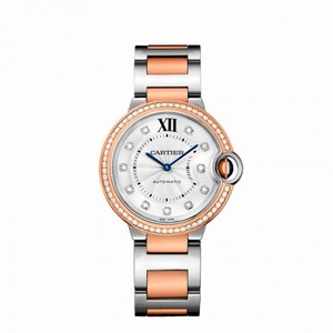 Cartier Ballon Bleu Silver Diamond Dial Steel and Rose Gold Ladies Watch WE902077