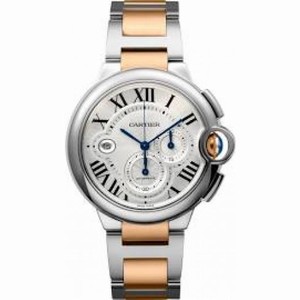 Cartier Ballon Bleu Silvered guilloche Dial Men's Watch W6920075