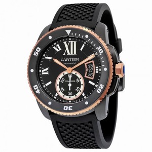 Cartier Calibre De Cartier Diver Automatic Black Dial Black Rubber Men's Watch W2CA0004