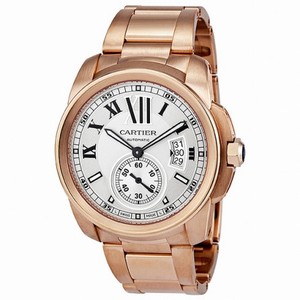 Cartier Calibre de Cartier Silver Dial 18K Rose Gold Automatic Men's Watch W7100018