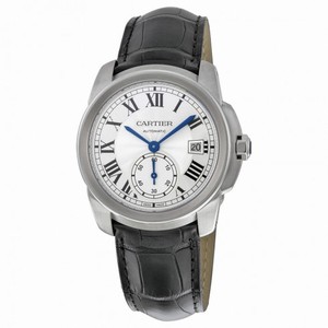 Cartier Calibre de Cartier Silver Dial Black Leather Men's Watch WSCA0003