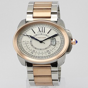 Cartier Calibre de Cartier W7100004 White Dial 42mm Gold Rose Gold Strap Watch