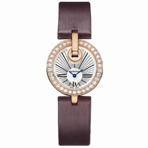 Cartier Captive Silver Dial Brown Satin Strap Diamond Ladies Watch WG600007