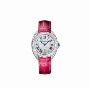 Cartier Cle 18K White Gold Set with Diamonds Dial Ladies Watch WJCL0017