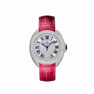 Cartier Cle 18K White Gold Set with Diamonds Dial Ladies Watch WJCL0018