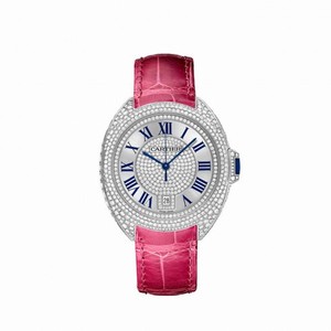 Cartier Cle 18K White Gold Set with Diamonds Dial Ladies Watch WJCL0019
