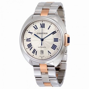 Cartier Cle Automatic Silver Dial Stainless Steel 18kt Rose Gold Men's Watch W2CL0002